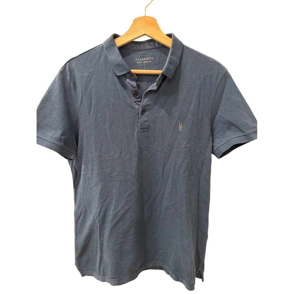 AllSaints Men's Polo in Dusty Blue
